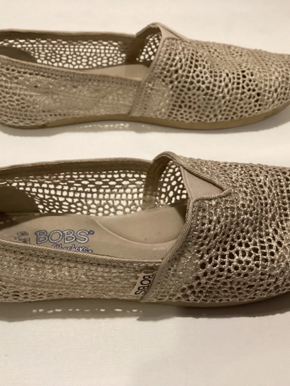 Floral mesh fabric slip-on memory foam shoes, Bobs by Sketchers, size 7